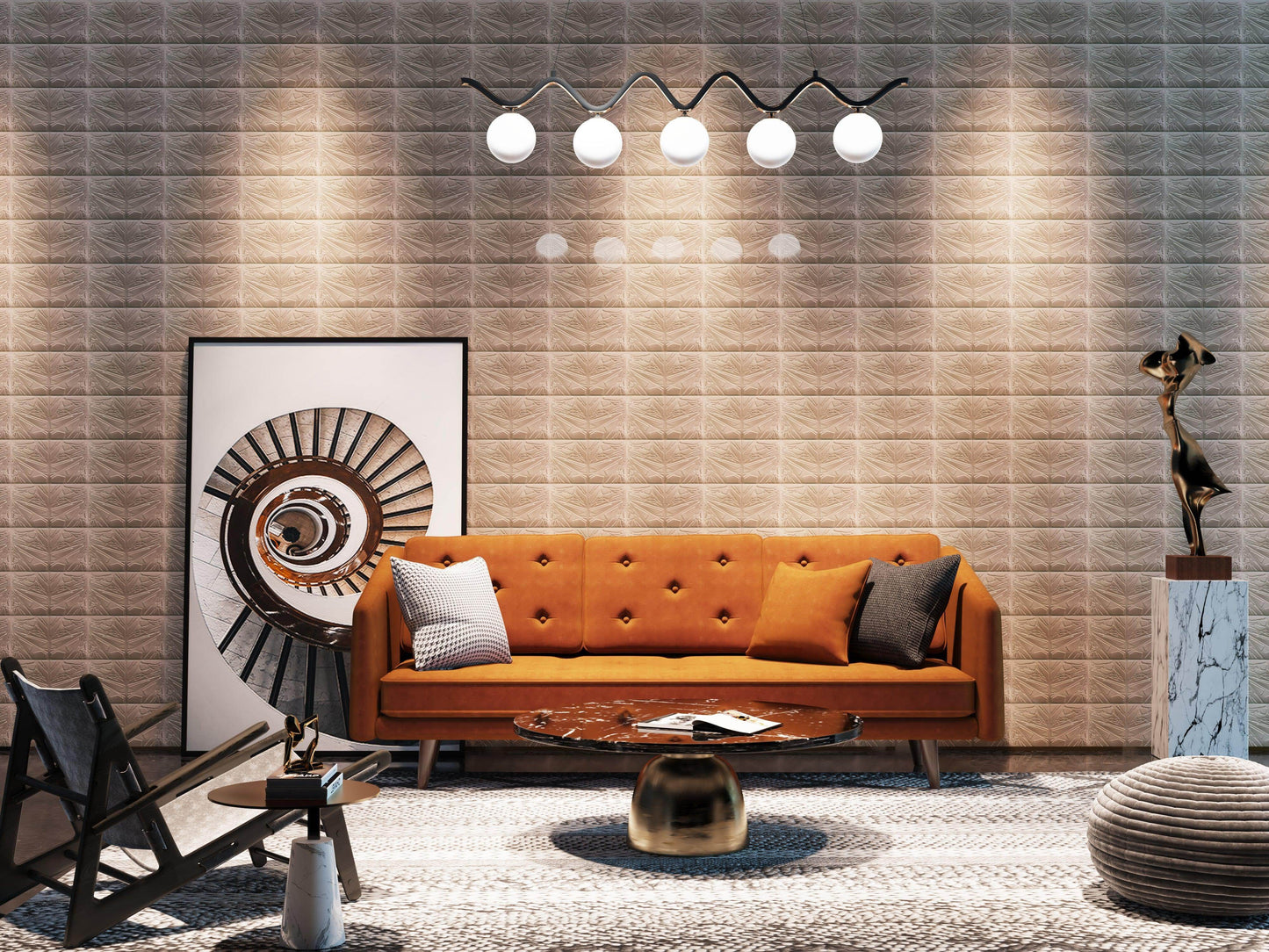 Stellar Glow 3D Art Tile - Scorpio Black Geometric Abstract Design, UHPC Wall Décor - caserloong
