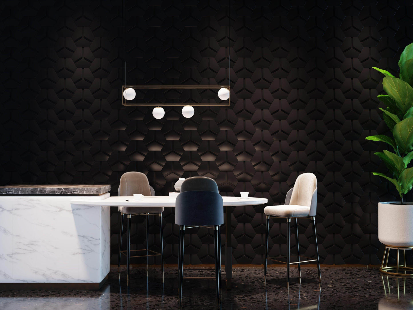 Y Hexagonal 3D Art Tile - Water Bearer’s Exclusive Geometric Design, Ultra-High-Performance Concrete for Wall Décor - caserloong