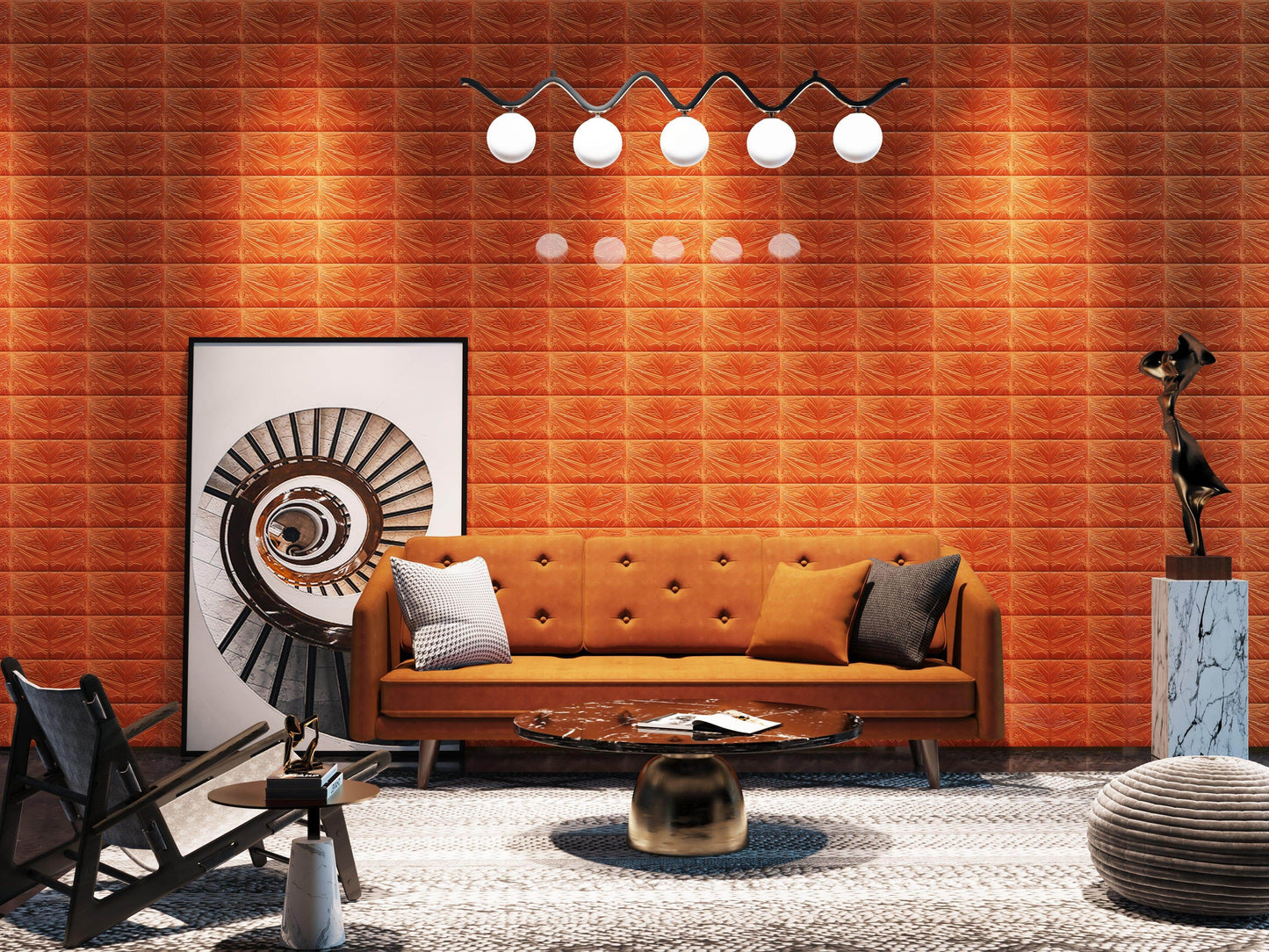 Stellar Glow 3D Art Tile - Scorpio Black Geometric Abstract Design, UHPC Wall Décor - caserloong