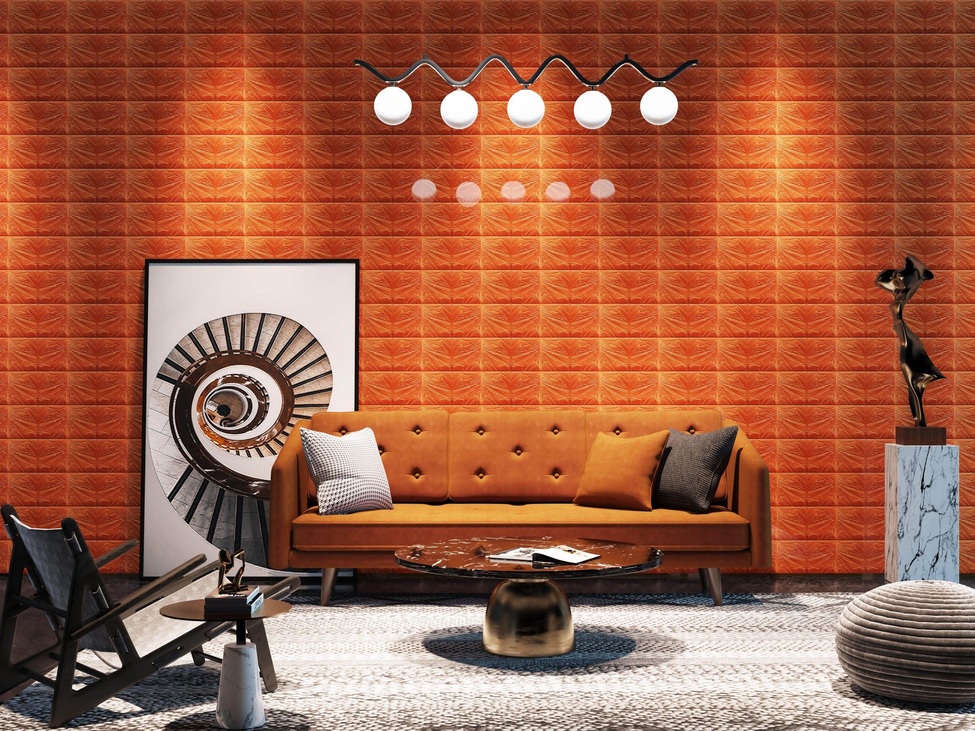 Stellar Glow 3D Art Tile - Scorpio Black Geometric Abstract Design, UHPC Wall Décor - caserloong