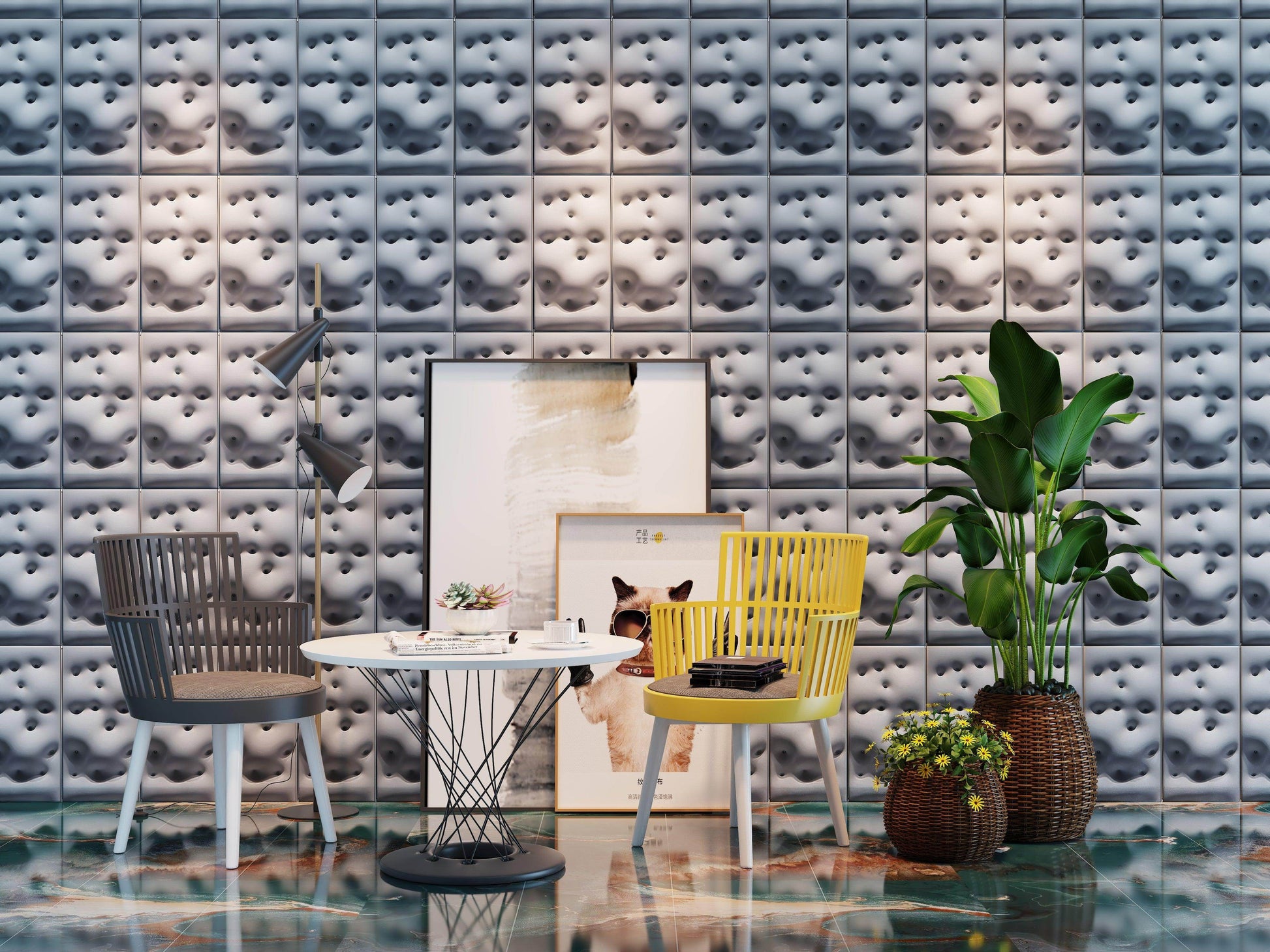 W Series 3D Concrete Tile – Virgo Style Wall Panel in UHPC Material - caserloong